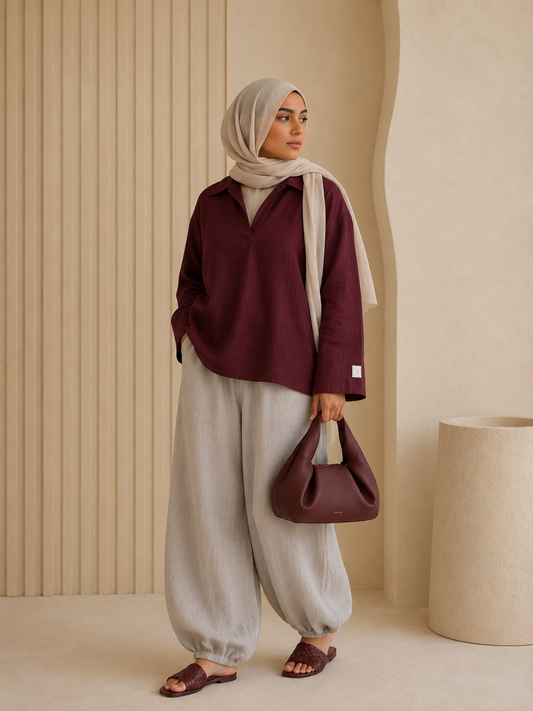 Deconstructed Blouse in Cherry