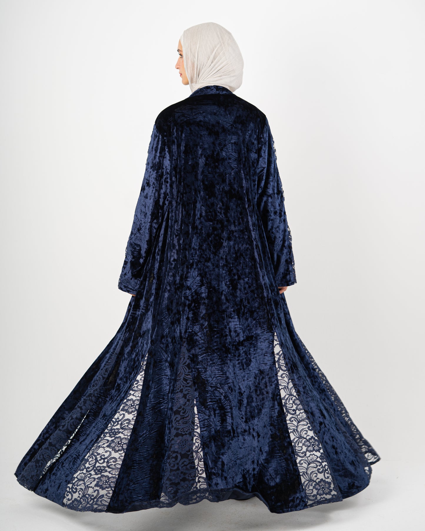 Navy Velours Abaya