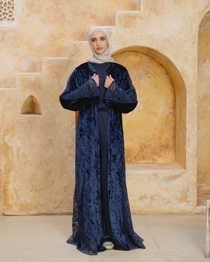 Navy Velours Abaya