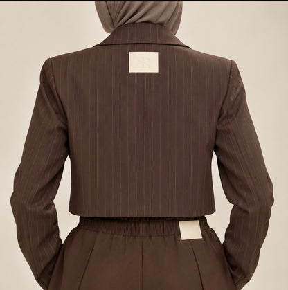 Cropped Pinstripe Blazer