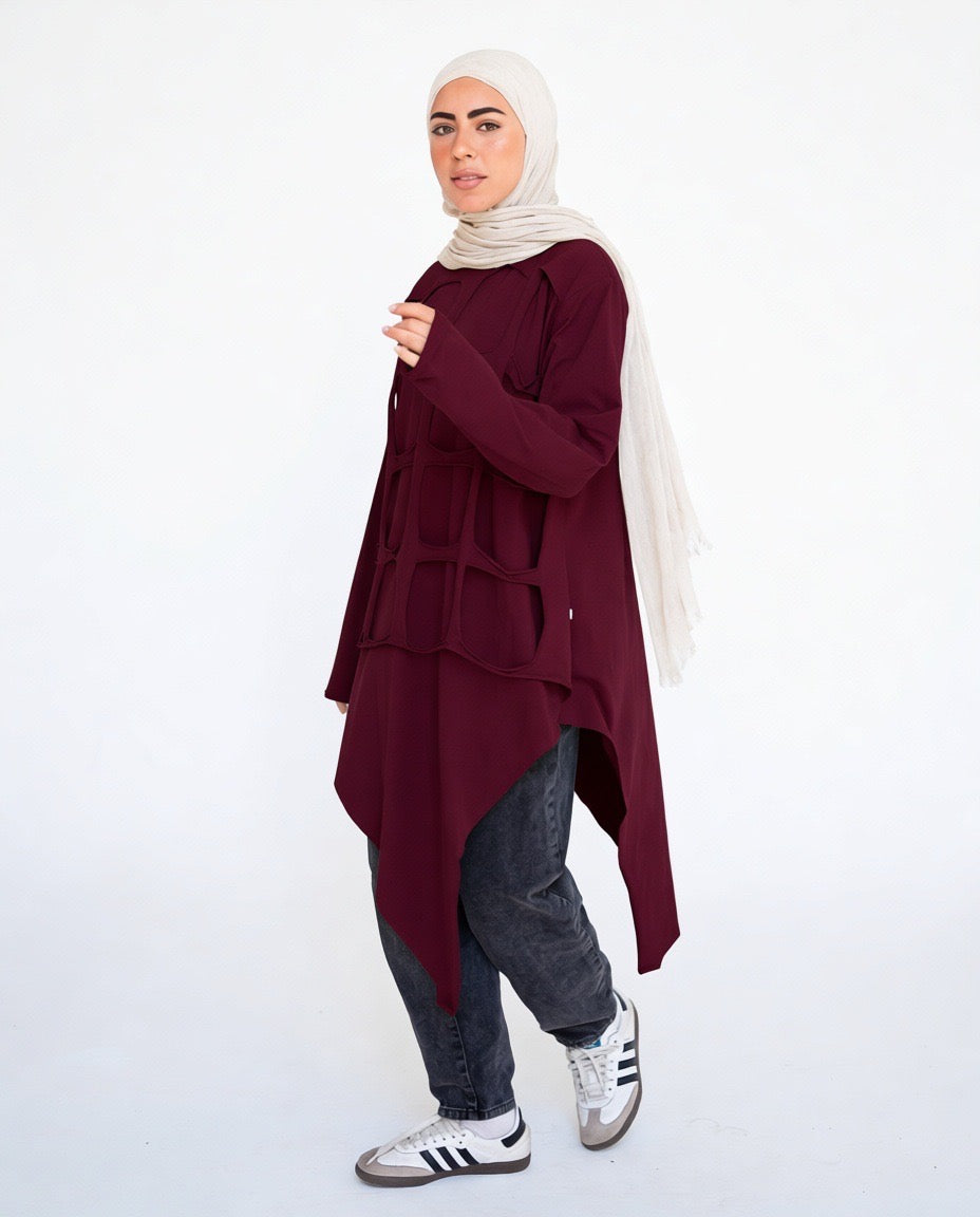Grid Asymmetrical Cotton Top