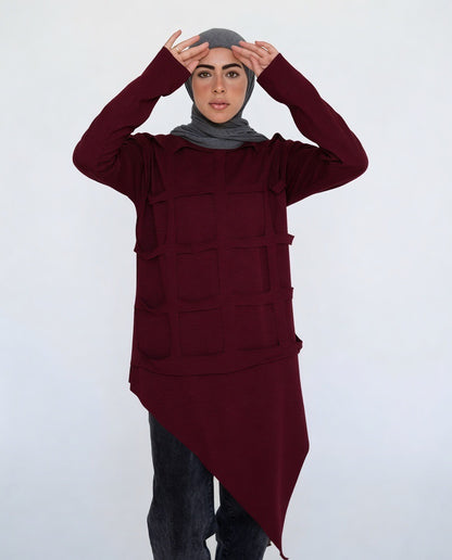 Grid Asymmetrical Cotton Top