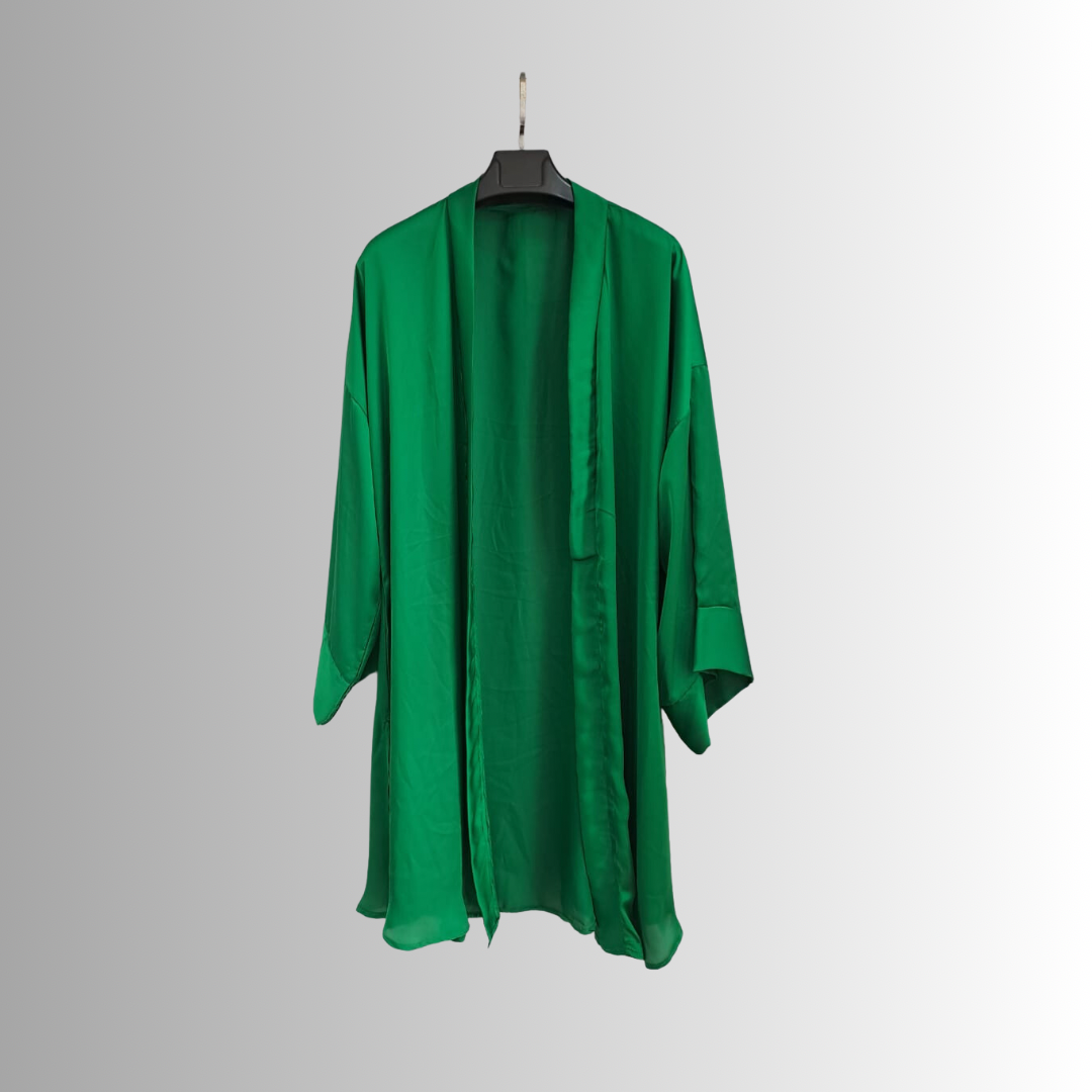 Satin Cardigan in plain Green