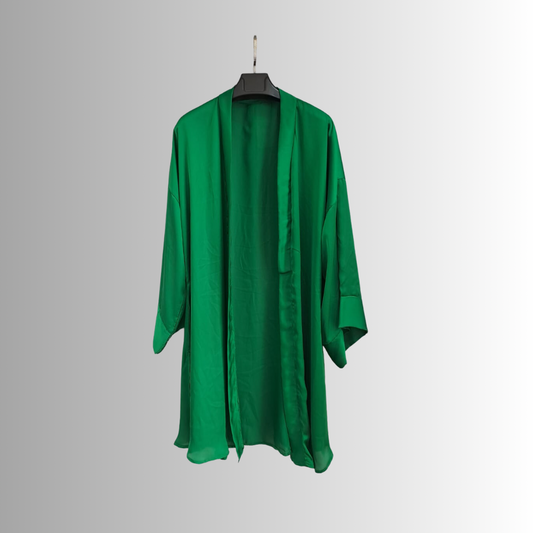 Satin Cardigan in plain Green