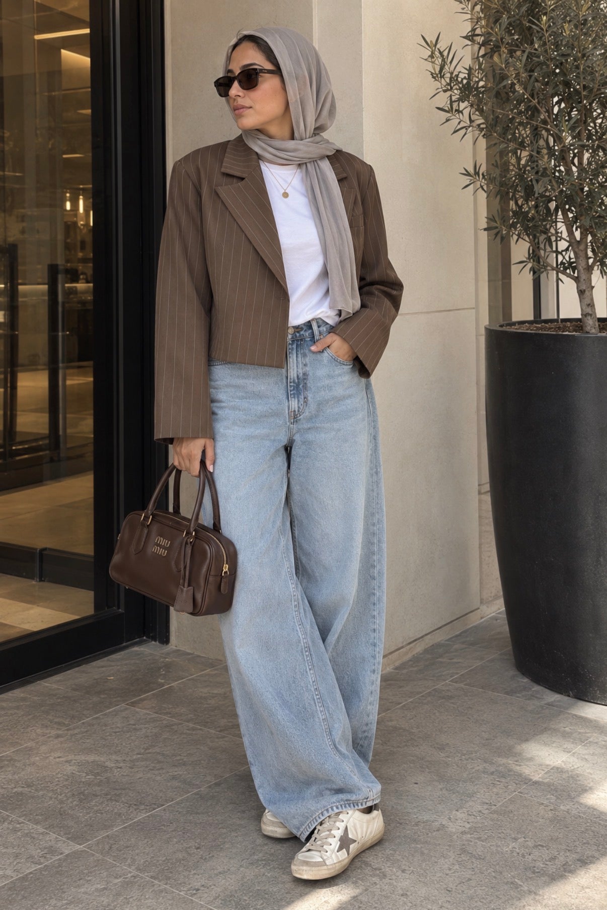 Cropped Pinstripe Blazer