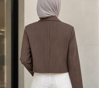 Cropped Pinstripe Blazer