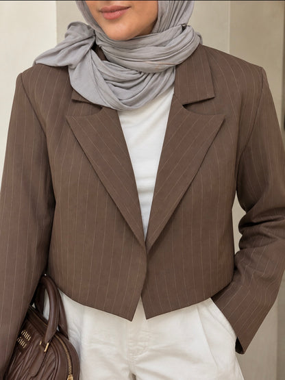 Cropped Pinstripe Blazer