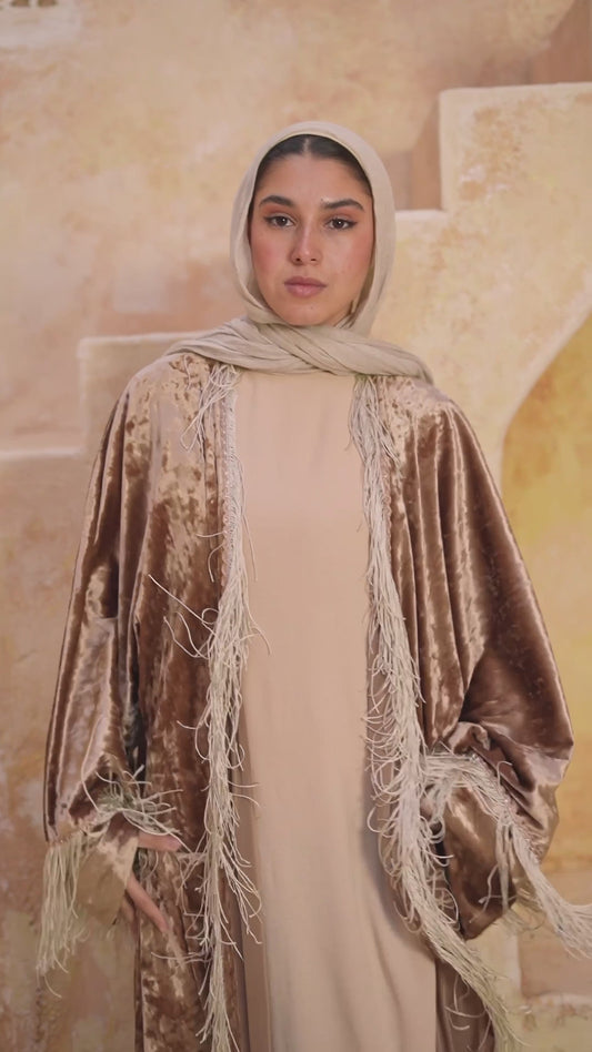 Velvet Fringe Abaya
