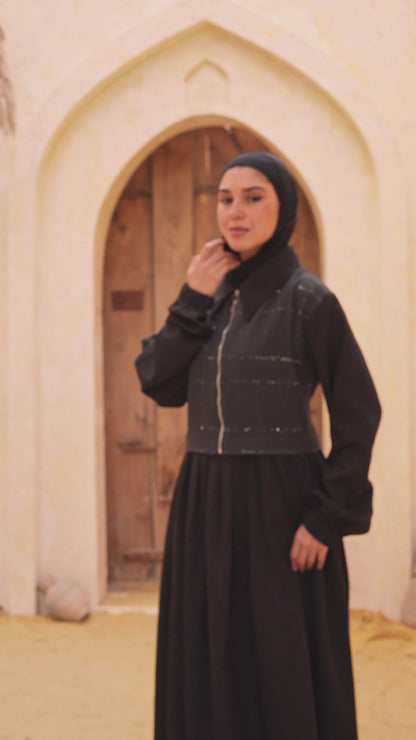 Tweed Zipper Abaya
