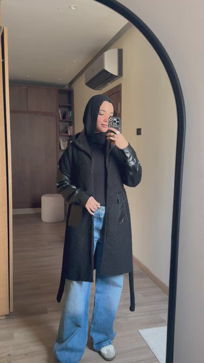 Boucle Leather Coat