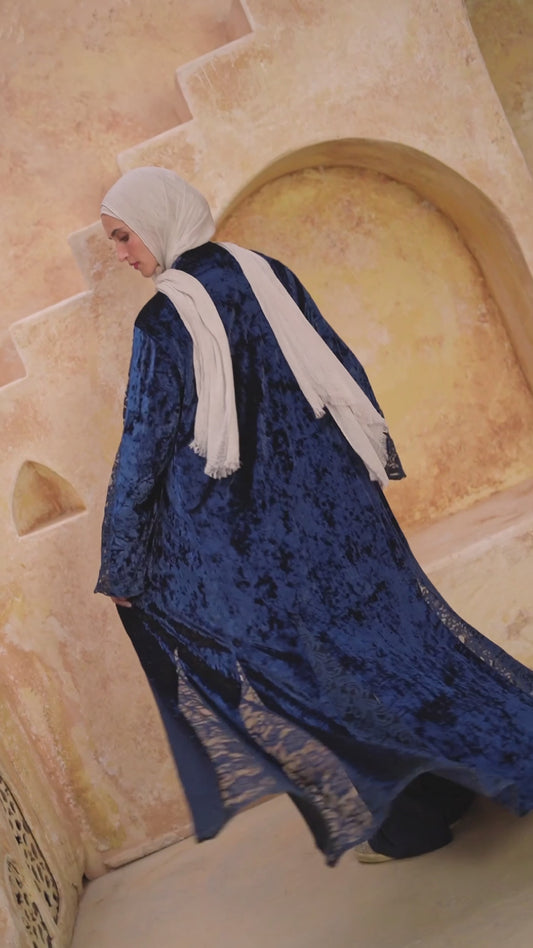 Navy Velours Abaya