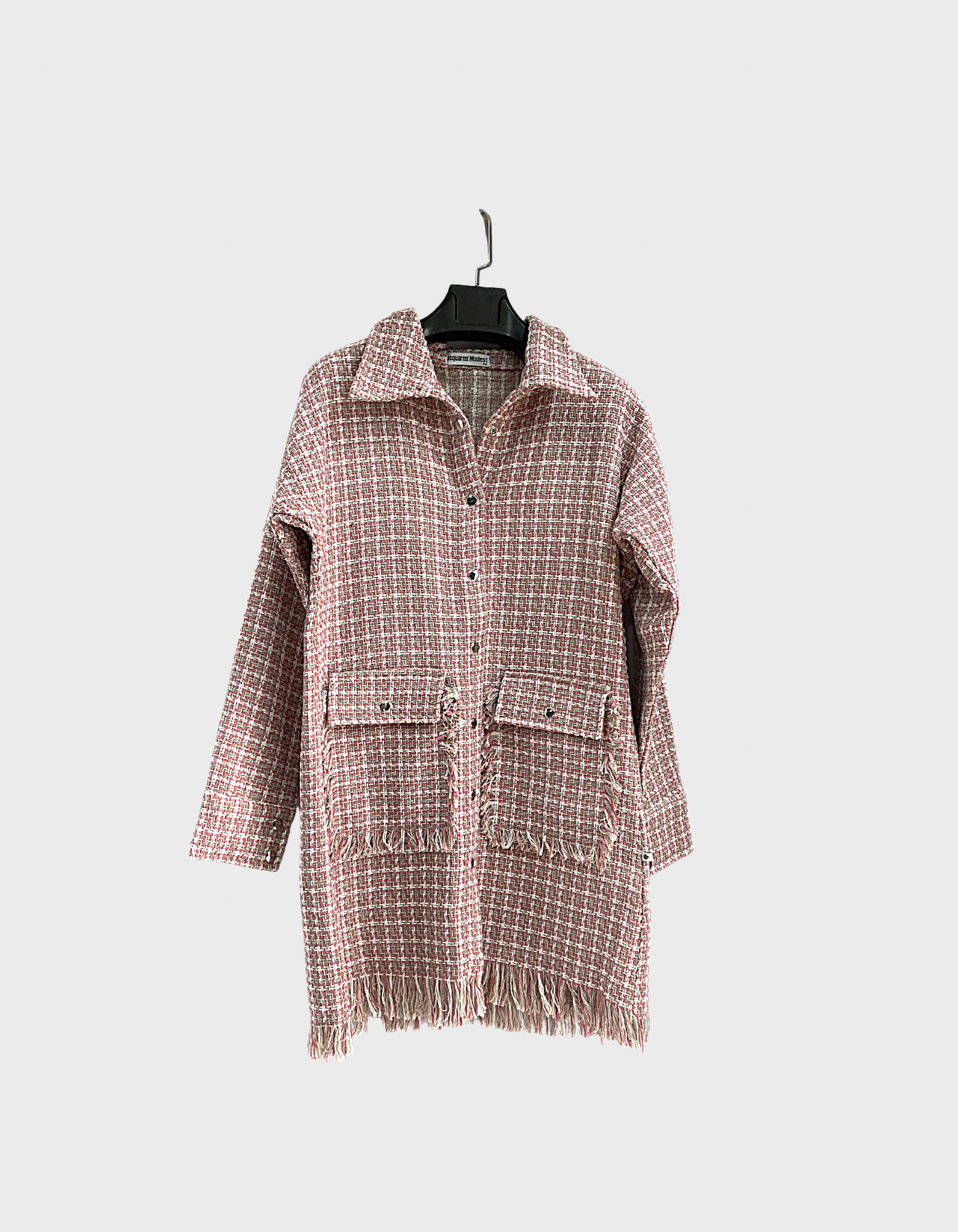 Self Textured Tweed Coat